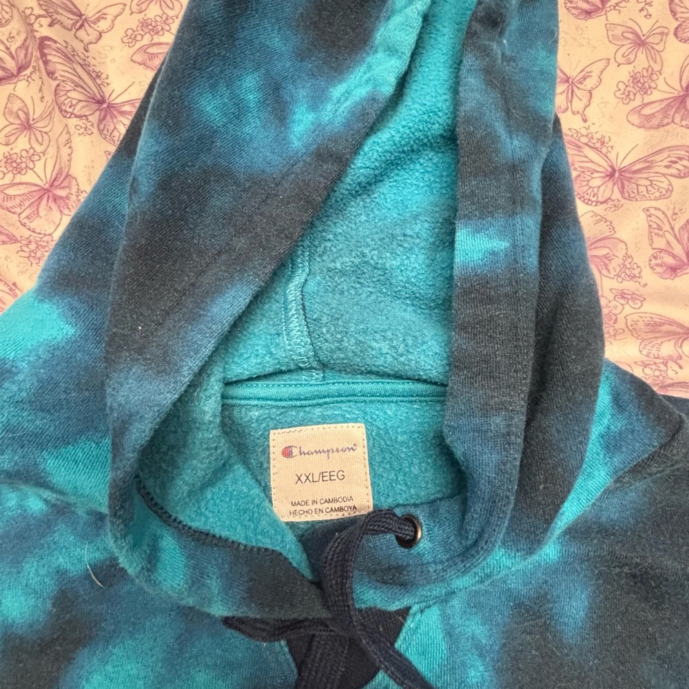 🕸️Champion Blue and Black Tie-Dye Hoodie - Picture 2 of 2
